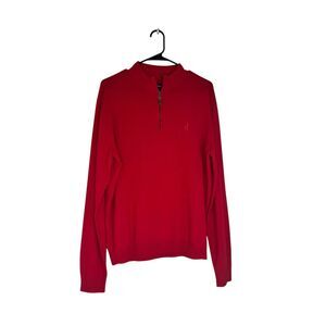 Johnnie-O Men's Red 1/4 Zip Merino Wool Pullover Sweater Size Medium